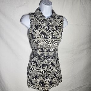 Vintage 90s aztec funky abstract print sleeveless blouse
